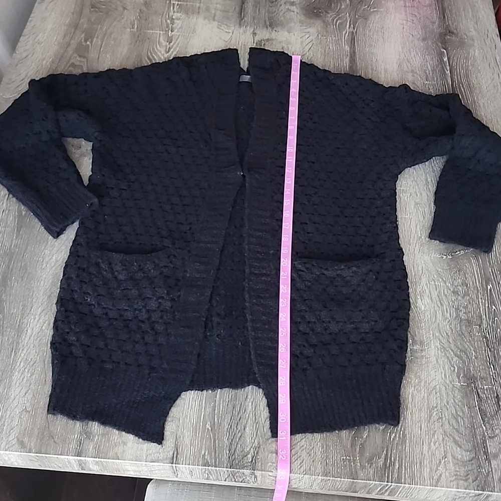 NEW! Janice Apparel Chunky Open Knit Pocket Front Cardigan Black One Size